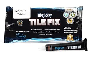 MagicEzy Tile Fix: Ceramic Tile Scratch Repair | Porcelain Crack Repair | Touch Up Tile Filler for Bathroom Floor Tiles (Metallic White)