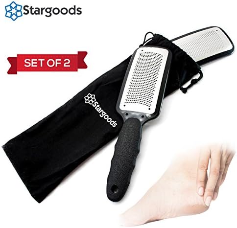 Stargoods Foot File Pedicure Rasp Callus Remover & Scraper- Set of 2 + Bag