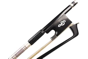 Yinfente Archet pour Violon 4/4 en Fibre de Carbone Ébène avec Incrustations à Taille Naturelle Équilibré en Crin de Cheval Naturel