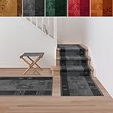 Treppenteppich / Treppenläufer | viele Größen | stilvoller Läufer für den durchlaufenden Treppenbelag | GUT-Siegel | Qualitätsprodukt aus Deutschland (grau 80x500 cm)