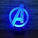 Produktbild Nachtlicht 3D Kinder Nachttischlampe 7 Farben Ändern Avengers Optische Illusion Nachtlichter Ideen Geburtstagsgeschenke für Kinder Baby Mädchen Jungen