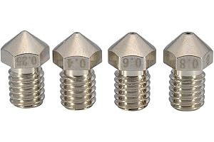POLISI3D 3D Printer M6 Thread Plated Wear Resistant Nozzle 0.25 0.4 0.6 0.8 Compatible with 3.0mm V6 Hotend Titan Aero extruder Ultimaker 2+ Extended Olsson Block Hotend (1x0.25+1x0.4+1x0.6+1x0.8mm)