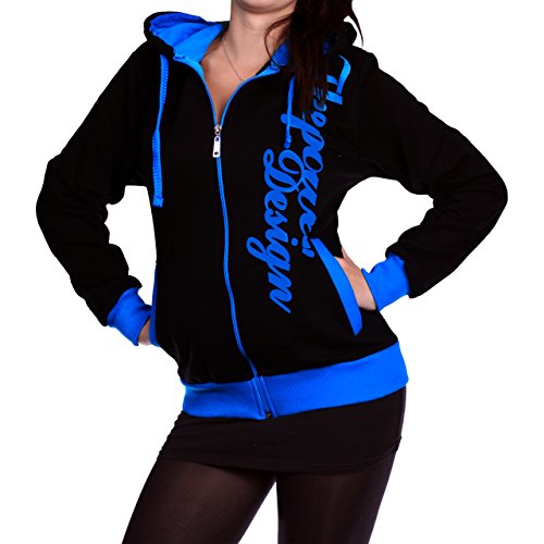 Damen Kapuzenjacke The-Power-Design 506 (XL, Schwarz-Blau)