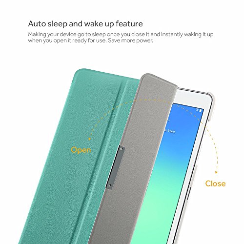 EasyAcc Samsung Galaxy tab A 9.7 Hülle Schutzhülle T550 Case Hochwertiges PU Leder Etui – mit Standfunktion und Automatischem Schlaf Funktion für Samsung Galaxy Tab A T550N/T555N 24,6 cm (9,7 Zoll) Tablet-PC (Minze Grün, Kunstleder, Ultra Dünn) - 6