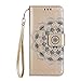 Produktbild Sony Xperia Z5 Hülle, SONWO Mandala Blumen Muster PU Leder Wallet Schutzhülle mit Karte Schlitz und Magnetic Closure für Sony Xperia Z5, Gold