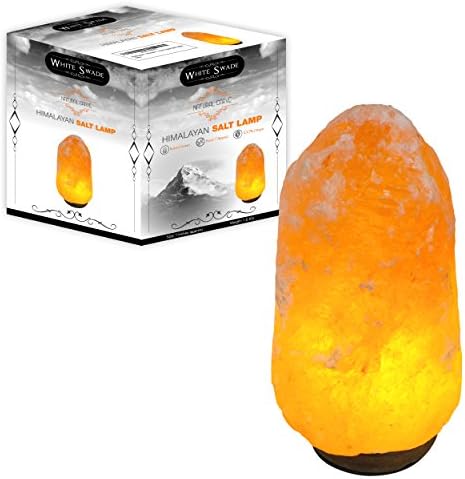 WhiteSwade Himalayan Salt Lamp 8-9 inch 3KG model with Certified Dimmer Switch including a 15W Bulb. Authentic Himalayan Salt Crystals Naturally Hand-Carved with a Wooden base, perfect Christmas Gift