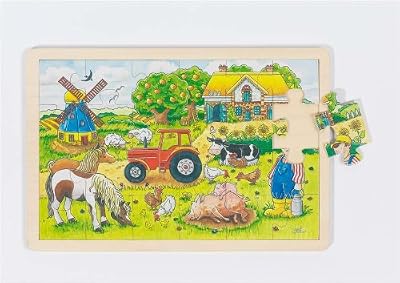 Goki - 57891 - Puzzle En Bois À Encastrement - Ferme des meuniers - 24 Pièces