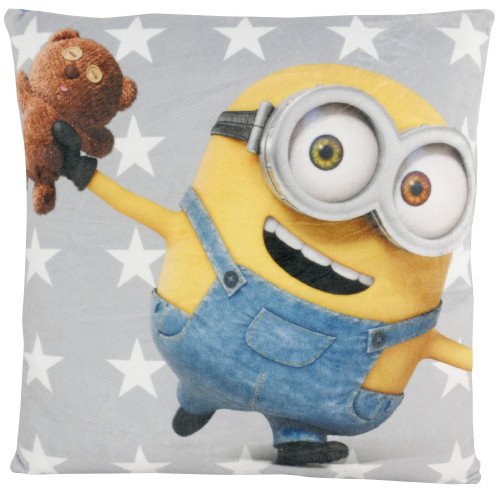 Minions 0122055 Kissen Bob und Teddy, Polyester, grau, 35 x 35 x 1,5 cm