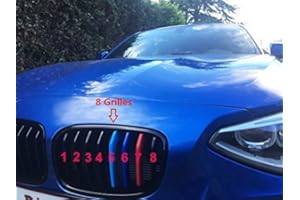 JKGROUP Clip -In Grill inserts Grille Cover Stripes compatible with cars F20 F21 Series 1 2012-2015 8 Bars M Power Sport Tech Performance Styling Tuning