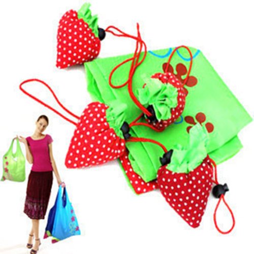 HuntGold Nette Faltbare Erdbeere Einkaufs Umwelt Wiederverwendbare Schulterhandtasche Compact Pouch (zufällige Farben) - 6