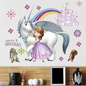 Gadgets Wrap Sofia Princess Unicorn Adventures PVC Wall Sticker for Home Decor Kids Rooms