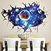 Produktbild sunnymi Wall StickerAufkleber 3D60 x 90cm/Kosmische Galaxie im Loch der Mauer/DIY Abnehmbare Wandtattoo Wasserdicht/Mädchen Schlafzimmer Dekoration/Wandaufkleber Kinderzimmer Mauerdekor/Weihnachten Jubiläumsverlobungsabschluss