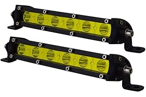 ‎WILLPOWER Willpower 2x LED Offroad Scheinwerfer 18cm 30W Gelbe Bernstein Einzelne Reihe Led Scheinwerfer Arbeitsscheinwerfer Bar 12V 24V Zusatzscheinwerfer 6000K IP67 Wasserdicht für Auto LKW Traktor Truck