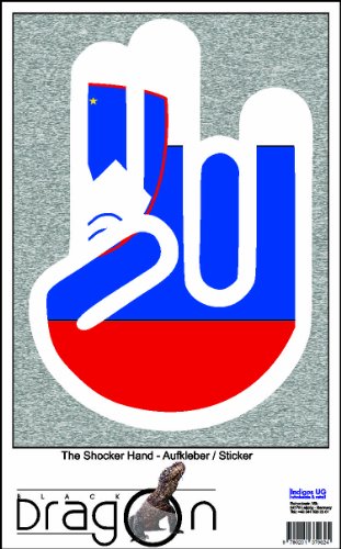 The Shocker Hand Decal Sticker Laptop skin 210x168 mm white Outline
with Flag Slovenia-Slowenien