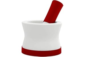 Cooler Kitchen – EZ-Grip Ceramic and Silicone Mortar and Pestle with Removable Non-Slip Silicone Base - Dishwasher Safe