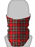 SNOOD NECK WARMER FACE MASK ROYAL STEWART TARTAN RED DESIGN MADE IN YORKSHIRE