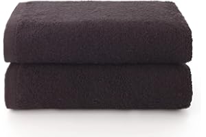 Top Towel - Plus - Lot de 2 Serviettes de Toilette - Serviettes de Bain - 100% Coton - 400 g/m² - Dimensions 100 x 50 cm - Noir
