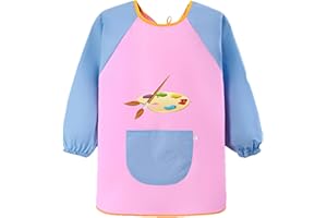 Lyramis Tablier Peinture Enfant 3-8 Ans,Ecole Imperméable Longues Manches Blouse Art Plastique Enfants,D'artiste Longue D'art Artisanal Painting Tabliers,pour Fille Garcon Kinder Maternelle
