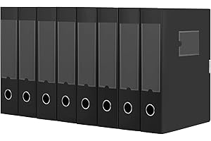 DONGLI A4 Scatola Archivio con Coperchio, Raccoglitori Documenti,Dorso da 75 mm, per ufficio, scuole dormitorio e casa,confezione da 8,nero