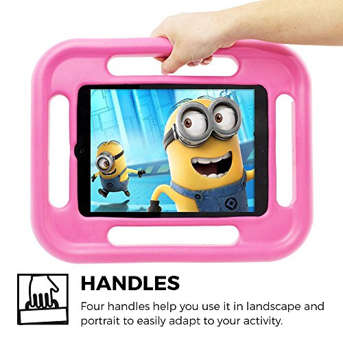 iPad Mini 1 / 2 / 3 / 4 Kinderhülle, COOPER GRABSTER strapazierfähige robuste, widerstandsfähige, stoßfeste, schützende Spielhülle für Kinder mit 4 Griffen & kostenlosem Displayschutz (Pink) - 4