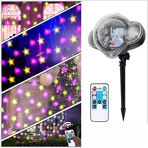 [Regalos de Navidad] LED Luces de Navidad Decoración Estrella Proyector Luz Impermeable con Control Remoto para Interiores/Exteriores, Adecuado para Fiestas y Party