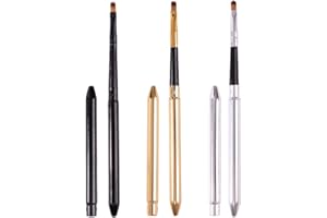 SJBAUTYO 3PCS Pinceau à Lèvres Portable,Brosse à Lèvres Rétractable Double Tête,Pour Fard à Lèvres, Fard à Paupières, Fond de Teint, Pinceaux de Maquillage