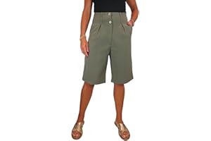 Paulo Due Ladies Bermuda Shorts Knee Length Ladies High Waist Tailored Summer Shorts Relaxed Fit 10-22