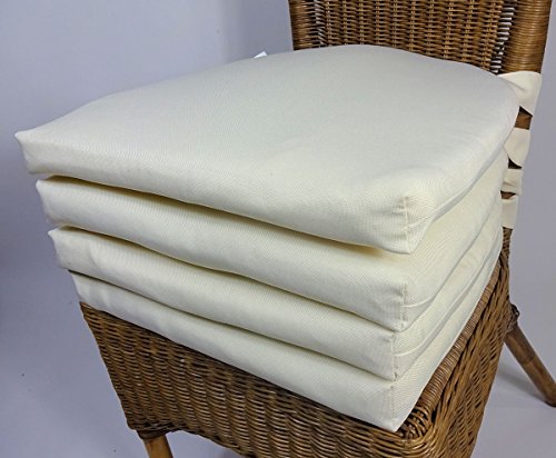 Set 4 x Stuhlkissen / Sitzkissen Marina II mit Schleife 42 x 45 cm Dicke 5 cm , Fb. natur , Polyester - 3