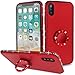 Slynmax iPhone X Hüllen Silikon Schutzhülle Glitzer Ring Protective Soft Dünne Backcover Handyhülle Rot Weiche TPU Rahmen Rückdeckel Shell Rückseite Hülle Tasche TPU Bumper Schale Handytasche by 