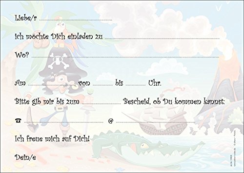 Edition Colibri Einladungskarten für den Piraten-Kindergeburtstag „Der Pirat Jack Sparrow auf Schatzsuche“, 10 Stück im Set - 2