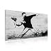 Produktbild Banksy Rage Flower Thrower Leinwand Bilder (PP2085O1FW) - Wallsticker Warehouse - Size O1 - 100cm x 75cm - 230g/m2 Canvas - 1 Piece