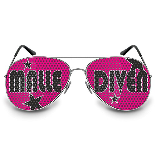 COOLEARTIKEL Partybrille Motiv „Malle Diven“ | beklebte Sonnenbrille | Spaßbrille für Mottoparty | Atzenbrille/Fliegerbrille mit UV-Schutz | UV 400 Filter 3 | Schwarz | Weiß | Pilot