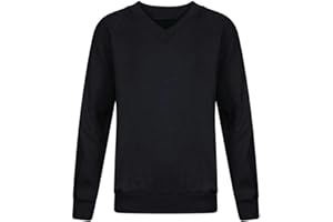 FAIRY TRENDZ LTD Adults Kids Boys Girls Unisex School Uniform V Neck Jumper Sweatshirt Plain Pull Over Top