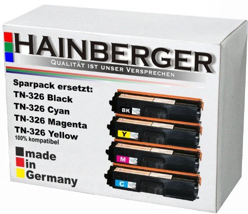 4x Hainberger Toner Set für Brother TN 326 schwarz + color, schwarz 4.000 Seiten,color je 3.500 Seiten, kompatibel zu TN 321 / 326