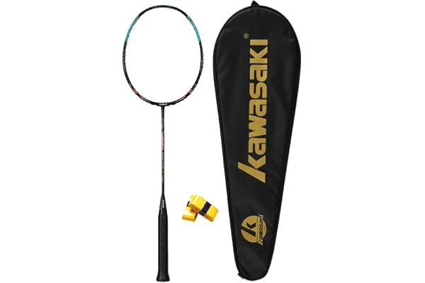 Raquette de badminton professionnelle en fibre de carbone haute tension 5U ultra légère avec 2 poignées, 1 sac -1915 Pro Black (cordée)