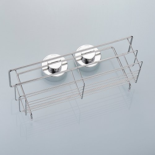 Edelstahl Duschkorb Duschablage rostfrei ohne bohren Duschregal Saugnapf Universalkorb stark 30x11x12cm - 6