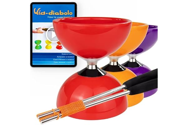 Juggle Dream Carousel Diabolo Jonglage Set - Essieu Triple Roulement à Billes + des Baguettes en Aluminium, et Vidéo d'apprentissage en Ligne (Rouge)