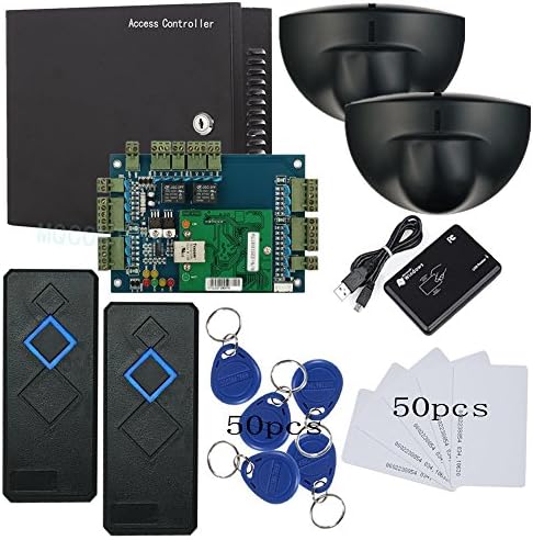 Wiegand 2 Doors Entry Access Control Board System Kit Exit Motion Sensor RFID Reader Enroll RFID USB Reader 230V Power Box RFID Keychains/Cards