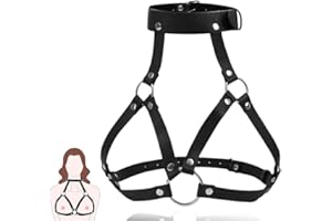 XURJUMI Cadena gótica para el cuerpo, Cadena de cuero Punk para el cuerpo, cintura, arnés cinturón, accesorios de joyería para mujeres y niñas, negro