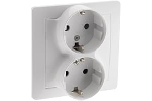 Zenitech, Podwójne gniazdo Schuko podtynkowe białe Orys - szybkie połączenie z zaczepami, mocowanie na pazurki/śruby, montaż w puszce podtynkowej, kompaktowe wymiary 3,4 x 8,8 x 8,8 cm