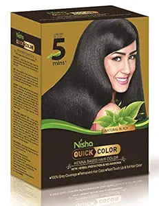 Nisha Black Hair Color Dye Henna Based Natural Black Hair Color Dye For Men Women 5 Minutes Quick Color 100% Hair Coverage Natural Black Color Hair Dye Ammonia Free Hair Dye 6 sachet of 10g each