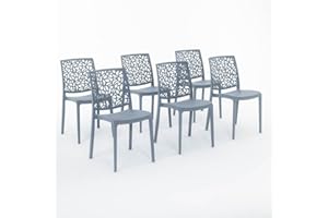 SIEDITI FUORI E DENTRO Chaises en résine avec Fibre de Verre empilables pour intérieur/Cuisine/Salle à Manger et extérieur/Jardin Anna (6 Chaises, Ciment)