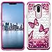 Produktbild xifanzi LG G7 ThinQ Handyhülle 2 in 1 360 Grad Hülle Glitter Diamant Hardcase Strass Bling PC Harte Schutzhülle TPU Hybrid Case Schutzhülle Back Cover LG G7/LG G7 ThinQ Roter Schmetterling