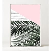 Kunstdruck / Bild PALM & ROSÉ -ungerahmt- Palme, Muster, Marmor, Urban, Marble, Mint, abstrakt, Sommer