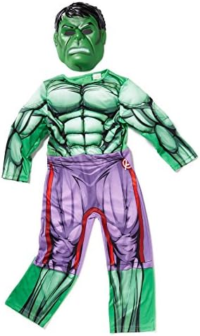 Officially licensed Hulk fancy dress Marvel Avengers Ragnarok Costume 3-4yrs with Padded Muscle Chest, Sound Chip and Half-Face Mask. Made under Marvel licence for the TU Collection