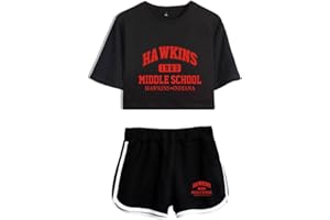 SIMYJOY Femme Crop Top Cool Retro Style Old School Street Fashion T-Shirts et Short Suit 1980s Clothes Set for Girls