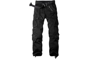 Aeslech Men's Cargo Work Combat Trousers Cotton Casual Military Camo Trousers with 8 Pockets