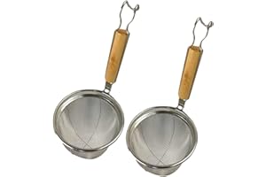 Housoutil 2pcs Noodle Baskets, Stainless Steel Wire Strainer Mesh Strainer, Stainless Steel Food Strainer Basket with Handle