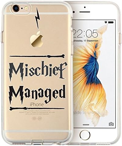 Movie Character Harry Potter Style (Mischief Quote) CLEAR TPU Transparent Cover Case for iPhone &amp; Samsung Range - iPhone SE (TPU Surround with Hard Back)