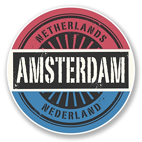 2 x Amsterdam Niederlande Vinyl Aufkleber Aufkleber Laptop Reise Gepäck Auto Ipad Schild Fun # 6724 - 10cm/100mm Wide